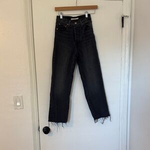 Levi’s Black High-Waisted Frayed Hem Jeans